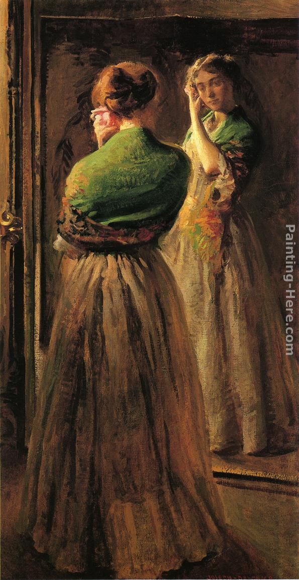 Girl with a Green Shawl painting - Joseph Rodefer de Camp Girl with a Green Shawl art painting